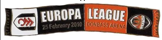 Футбол серия значков шарфы Шахтер Донецк (значок № 11). Лига Европы 2009-10 Фулхэм Англия - Шахтер Донецк Ціна