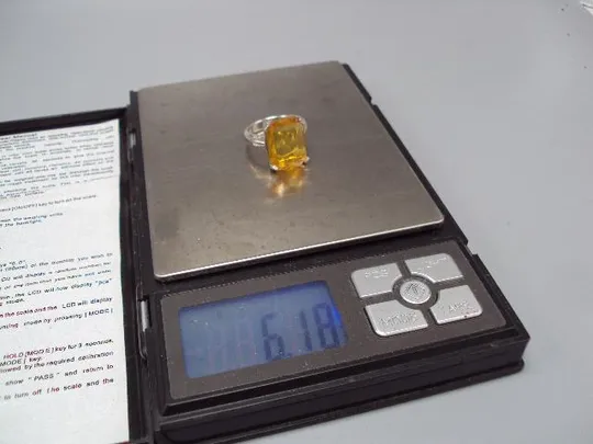 Кольцо перстень с желтой вставкой прямоугольник серебро Украина вес 6,18 г размер 18,5 №14729 Продаж