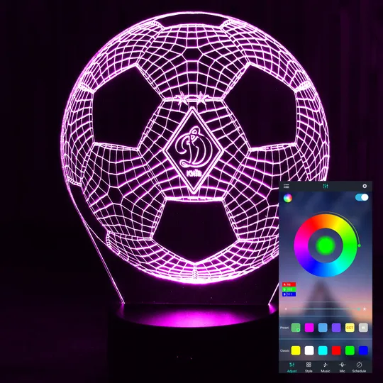 Акриловий світильник-нічник керування з телефона М'яч ФК Динамо tty-n000404 Ціна