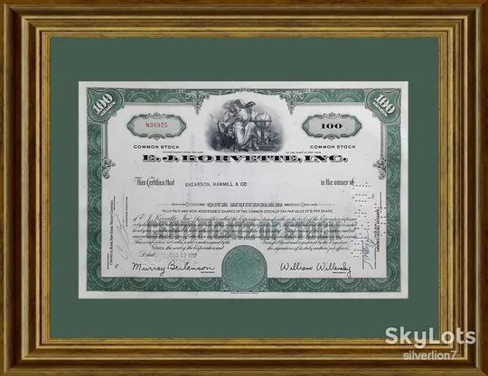 Акція Сертифікат на 100 Акцій E.J.Korvette, Inc. 1961 США Mt 02 З аукціону