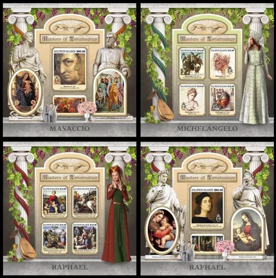 Соломоновы о-ва-Живопись-2017.Чистый полный красивый комплект-20 М/Листов.Yvert&amp;Tellier=380.00 Euro.MNH. Де купити