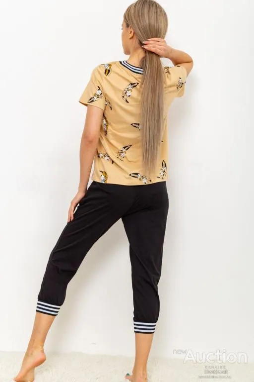 Домашний женский костюм, цвет бежево-черный, 219RF-524 Продаж