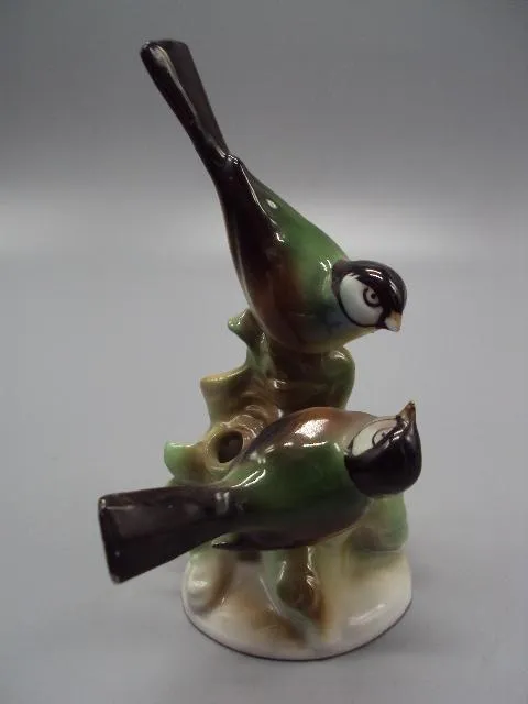 Фигура фарфор статуэтка Германия птички на дереве птицы синички высота 14 см под реставрацию №80 З аукціону