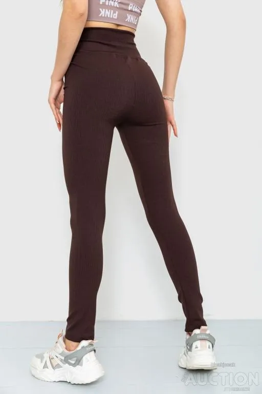 Лосины женские в рубчик, цвет темно-коричневый, 205R606 Продаж