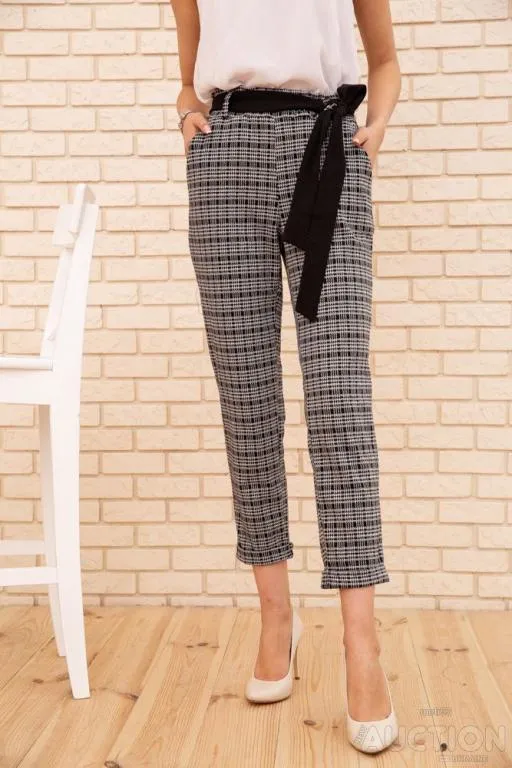 Женские укороченные брюки, в клетку, цвет Серый, 172R9313-2 Ціна