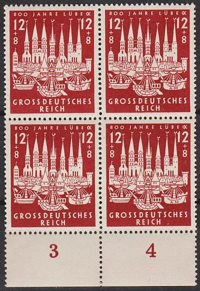 1943 - Рейх - 800 років Любека Mi.862 _Кварт ** Ціна