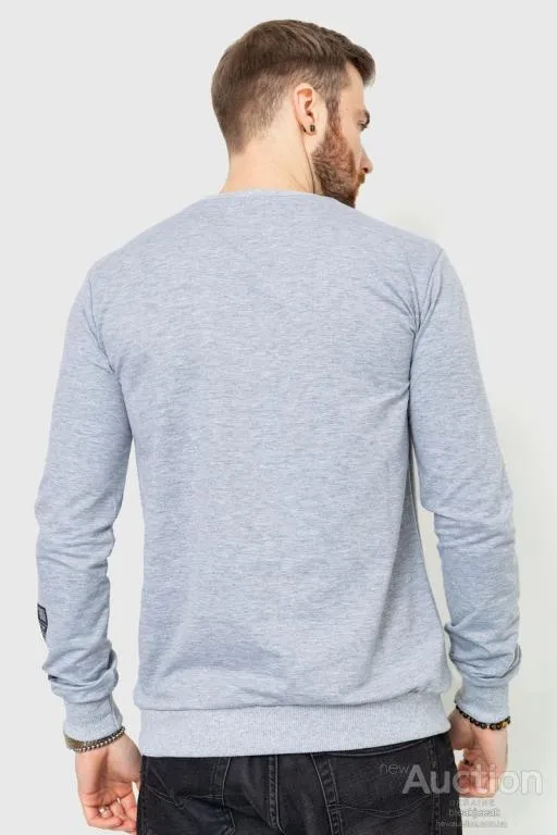 Свитшот мужской с принтом, цвет светло-серый, 208R0240 Продаж