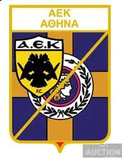фото, значок футбол  ФК АЕК Афины Греция   (серия герб города и эмблема клуба)