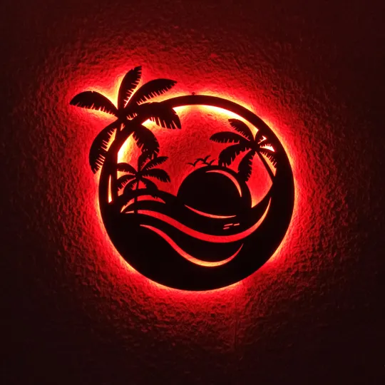 Панно декоративне картина на стіну Морський пейзаж LED 16 кольорів пульт 410х450 acr-p000056 Продаж