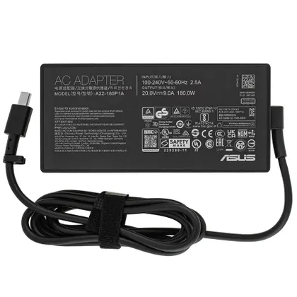 фото, Оригінальний блок живлення для ноутбука ASUS 20V, 12A, 180W, Rectangle Conn, black, RECTANGULAR