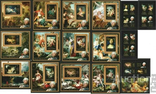 ЦАР-Живопись-Франсуа Буше-2011. Чистый полный красивый комплект-13 Блоков+4 М/Листа .Yvert&amp;Tellier =269.00 Euro=269.00.Euro.MNH.MNH. Ціна