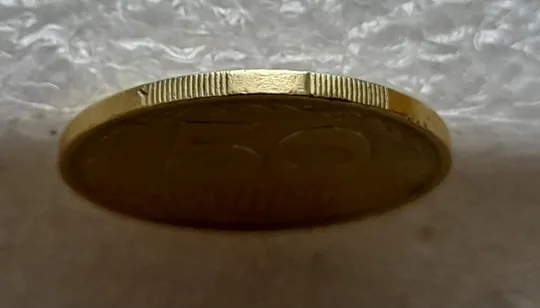 (4803) 50 копійок 1992 1ААм поворот (порушення соосності) + викрошка на "0" (50 копеек 1992 1ААм брак) Інтернет-аукціон