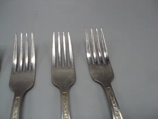 Столовые приборы вилки нерж узор цветы листья листочки нержавейка вилка 19,9 см лот 5 шт №18638в Продаж