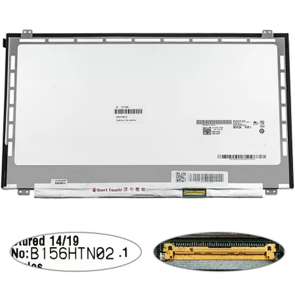 фото, Матриця 15.6 B156HTN02.1 (1920*1080, 40pin, LED, SLIM(вертикальні вушки), матова, роз'єм праворуч знизу) для ноутбука (renew)