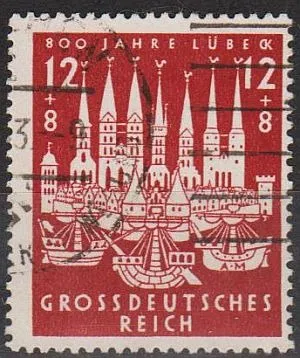 1943 - Рейх - 800 летие Любека Mi.862  _1.50 EU Ціна