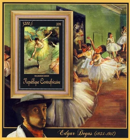 фото, ЦАР-Живопись-Эдгар Дега-2011.Чистый Блок.  MNH.