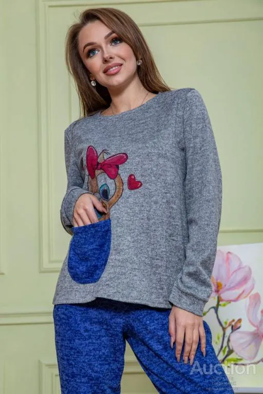 Женский костюм штаны + кофта, серо-синего цвета, 172R1211 Інтернет-аукціон