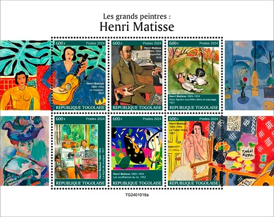 Того-Живопись-Великие Художники-2024. Чистые полные красивые комплекты-8 М/Листов. Оптовый Лот! MNH. Характеристики
