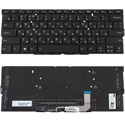 фото, Клавіатура для ноутбука LENOVO (Yoga Slim 9-14ITL05) rus, black, без кадру, підсвічування клавіш (ОРИГІНАЛ)