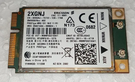 3G модем з ноутбука DELL Latitude E5420 Ericsson F5521gw DW5550 02XGNJ Ціна