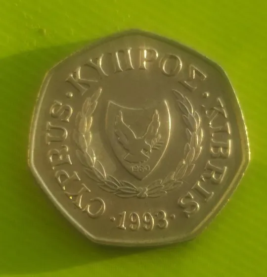 Купити &quot;Европа на Быке&quot; монета 50 центов 1993 года, мифологический сюжет , Кипр td565