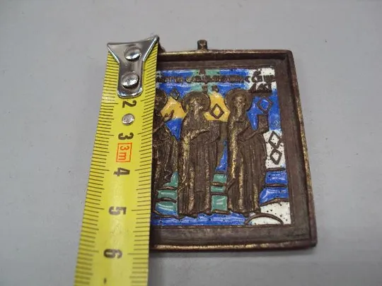 Купити Икона Три Святых нательная иконка подвесная бронза эмаль размер 5,9 х 5,4 см №13905