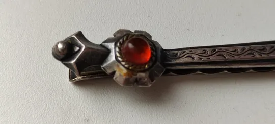 Красивый, редкий зажим на галстук, серебро и янтарь, СССР ,интересная вещь bf957 З аукціону
