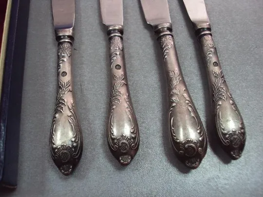 Набор столовые приборы ножи нержавейка мнц ЗиШ ссср нож длина 24 см лот 4 шт в коробке №11710 З аукціону