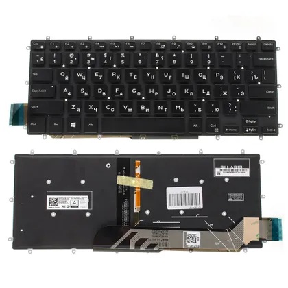 фото, Клавіатура для ноутбука DELL (Inspiron: 5378), rus, black, без фрейма, підсвічування клавіш(WHITE)