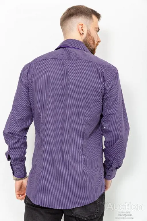 Рубашка мужская в полоску, цвет фиолетовый, 131R151013 Продаж