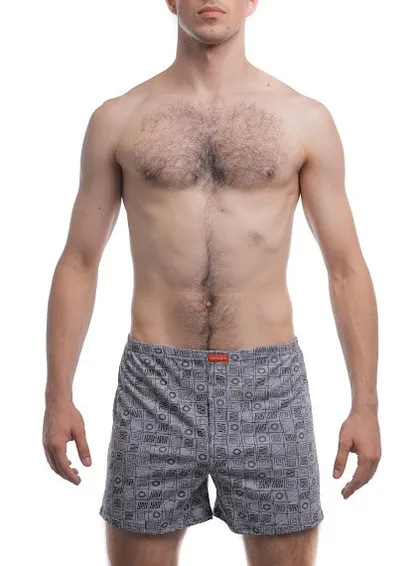 фото, Чоловічі труси боксерки сімейні класичні 100% бавовна Atlet МБ 000079 принт сірі розмір 56