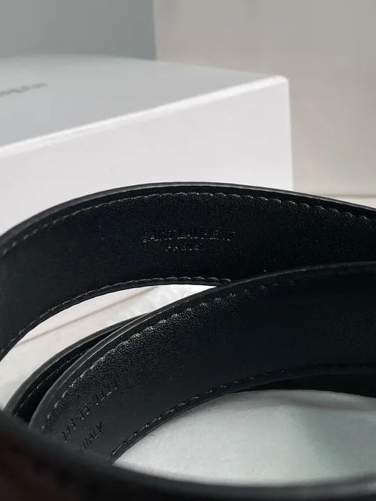 Ремінець жіночий Yves Saint Laurent Cassandre Belt With Square Buckle Black/Silver ( 66120) Інтернет-аукціон