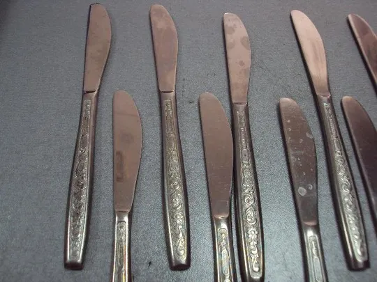 Набор столовые приборы ножи узор цветы цветочки нержавейка новые нож лот 10 шт №11695 Інтернет-аукціон