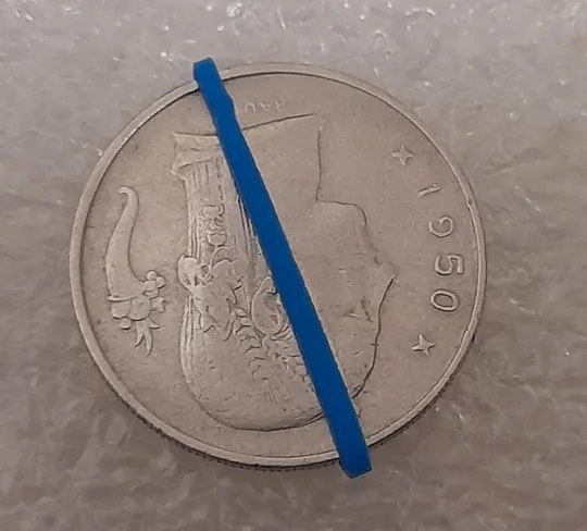 (5725) 1 франк 1950 Бельгія поворот (порушення соосності) (Бельгия) брак сдвиг, легенда голландською 'BELGIË' Продаж