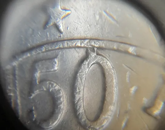 (2250) 50 євроцентів 2002 Австрія викрошки на аверсі (50 евроцентов 2002 Австрия брак) З аукціону