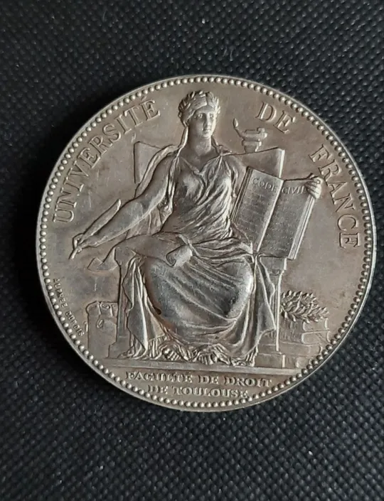 медаль 19 століття Університет Франції 1886 р. МЕДАЛЬ срібло рідкість Чудовий стан! Велика- Майже 50 грам! Ціна