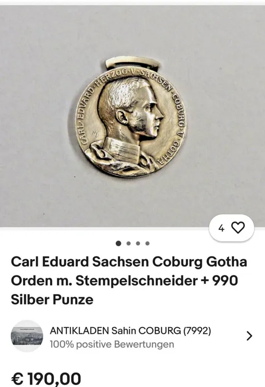 Медаль Заслуг ,Герцогство Sachsen-Coburg-Gotha.Клеймо и Высечка(MvK). Інтернет-аукціон