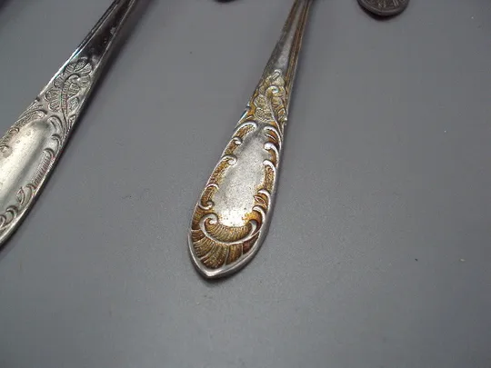 Столовые приборы вилки нерж узор нержавейка длина 21 см и десертная вилка 18,6 см лот 12 шт №18640в Де купити