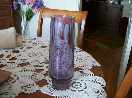 Купити Вазы 2-Две Штук. Ваза хрустальная СССР, 30-см высота, тяжелая-красивая. Ваза сиреневая 28-см. 1970-е