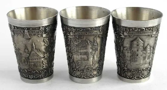 Олов&#039;яні келихи 3 шт., колекція №7, Zinn95%, Germany Інтернет-аукціон