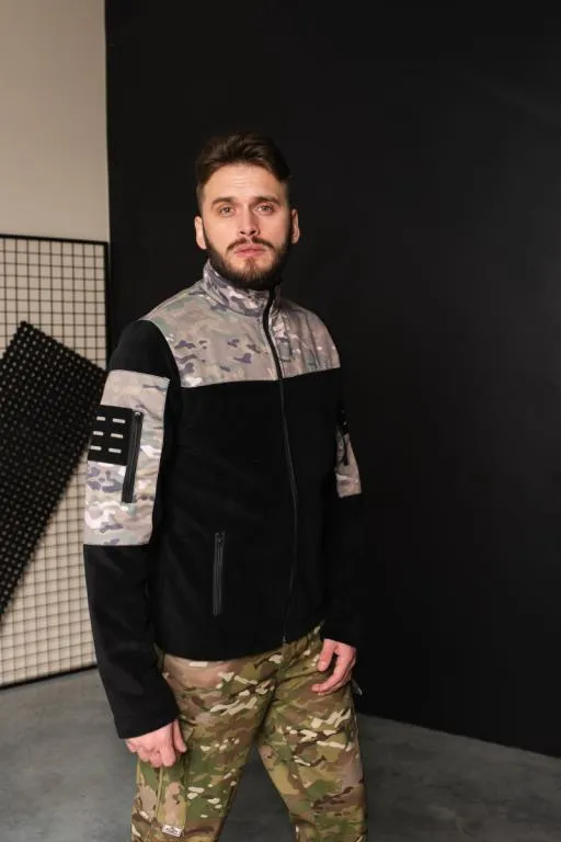 Кофта флисовая мужская военная тактическая с липучками под шевроны ВСУ (ЗСУ) Мультикам 8036 46 разм З аукціону