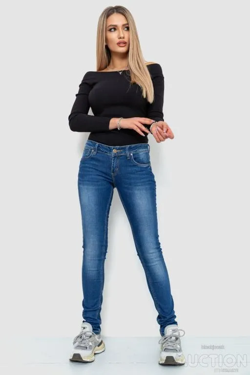 Купити Джинсы женские с потертостями, цвет синий, 244RA603