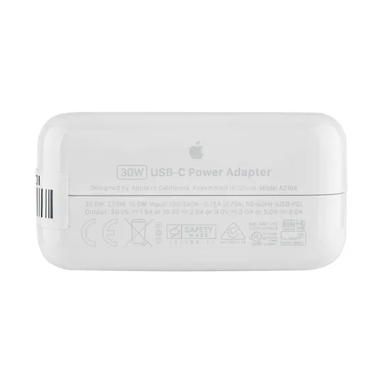 Оригінальний блок живлення для ноутбука APPLE TYPE-C 30W, white (без кабелю) (A2164) Продаж