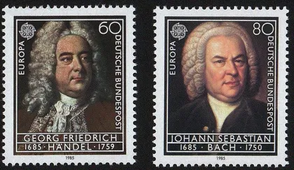 фото, Германия 1985 Бах, Гендель. Великие композиторы MNH. История, личности.