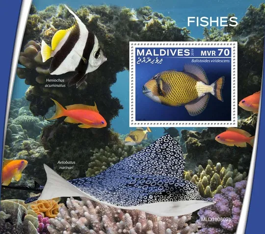 Мальдивы о-ва-Рыбы-2019. Чистый полный красивый комплект.MNH. Ціна