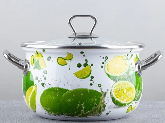 Кастрюля эмалированная Gusto Яркие Лаймы Premium GT-T-122-LI 22 см 5.1 л Ціна