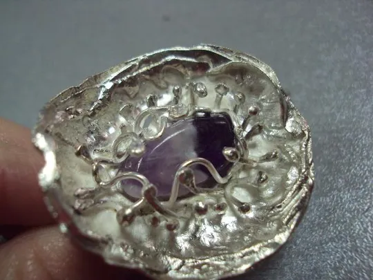 Кольцо аметист цветок цветочек авторская работа серебро 925 проба Украина 18,18 г 17-17,5 р №11914 Інтернет-аукціон