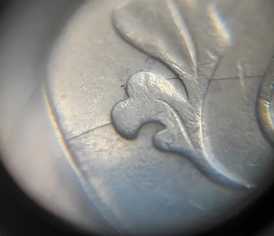 (1681) 50 копійок 1992 1АЕк розкол на аверсі від канту до щита тризуба (50 копеек 1992 1АЕк) Ціна