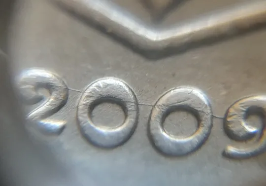 (7062) 50 копійок 2009 викрошки і розколи на аверсі (різновид) (50 копеек 2009 брак) Інтернет-аукціон