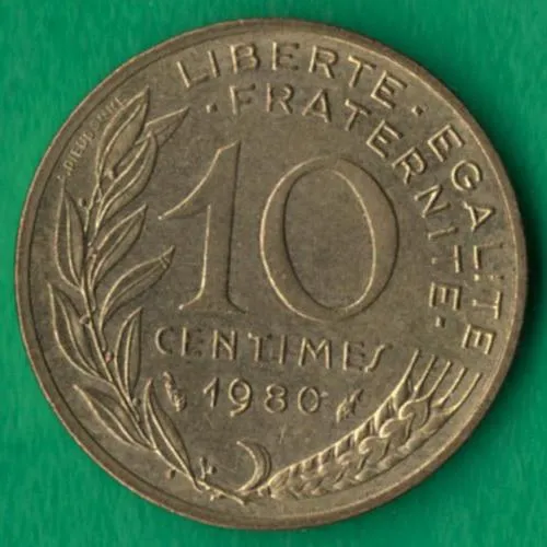10 сантимів 1980 року Франція [М] Ціна